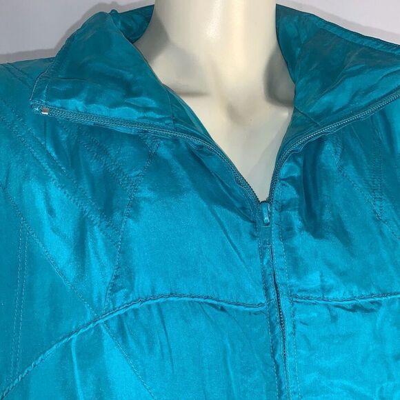 Vintage Teal 100 Percent Silk Bomber Slouchy Fit Jacket Size Large - Picture 6 of 9